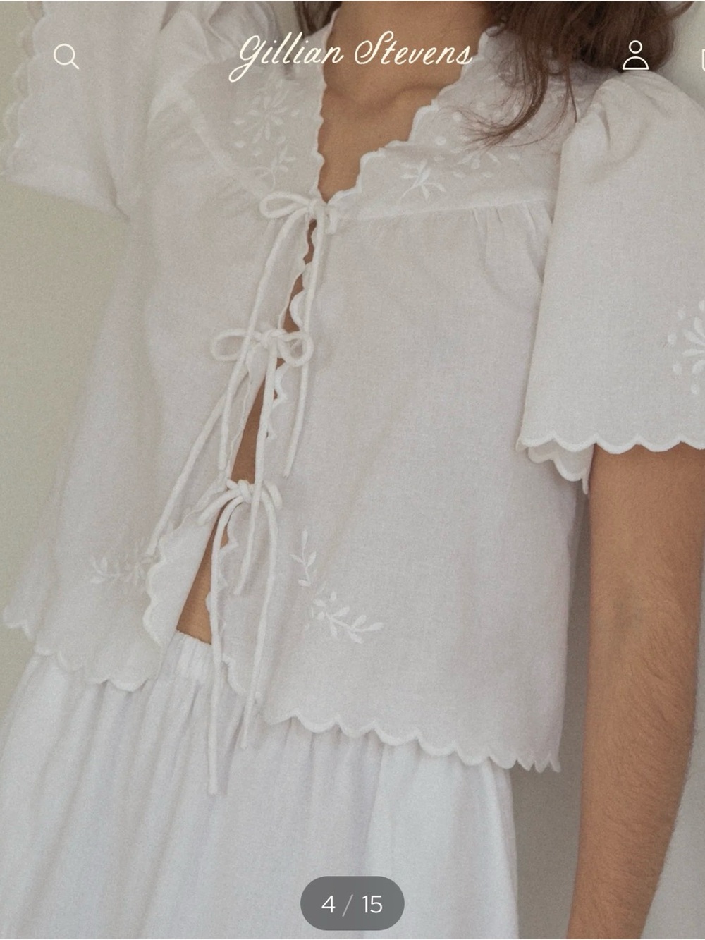 White Eyelet Tie-Front Blouse - Picture 2 of 5